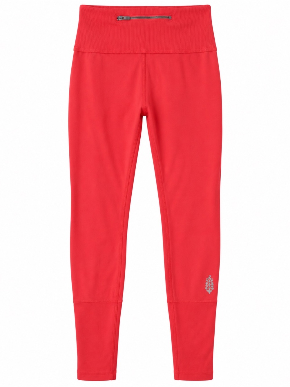 "Free People Movement Coral Red High Rise Leggings Back Zip Pocket"